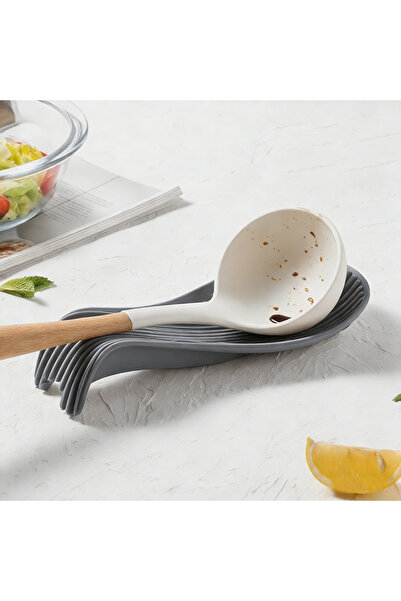 Choice3 Dark Grey 1Pc Silicone Insulated Spoon Holder Heat Resistant Placemat...