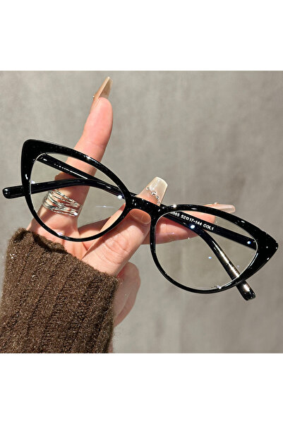 Choice4 Black New Cat Eye Frame Anti-blue Light Flat Light Mirror Fashionable...