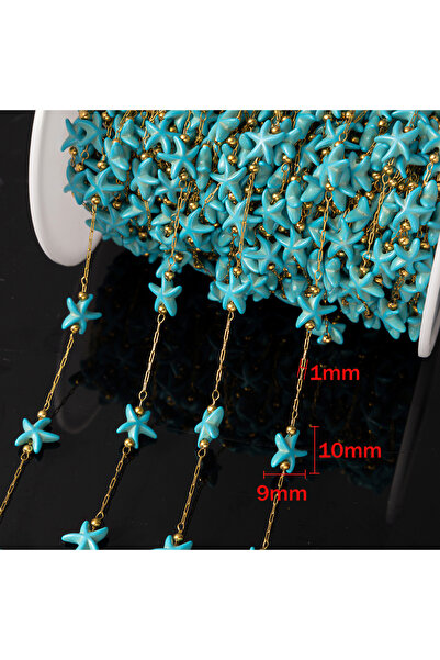Choice1 Blue 1Meter Stainless Steel Starfish Turquoise Beads Dangle Star Char...