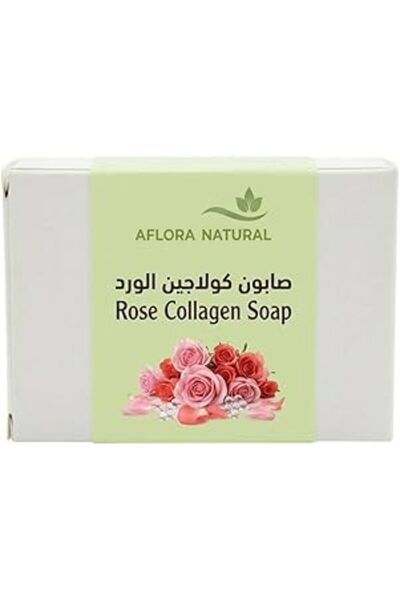 AFLORA صابون الكولاجين بالورد، قالب تنظيف لتكثيف وتفتيح البشرة، لبشرة مشدودة ...