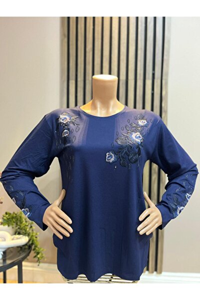 AKMAVİ Women's Middle Age and Above Round Viscose Elegant Floral Pattern Moth...