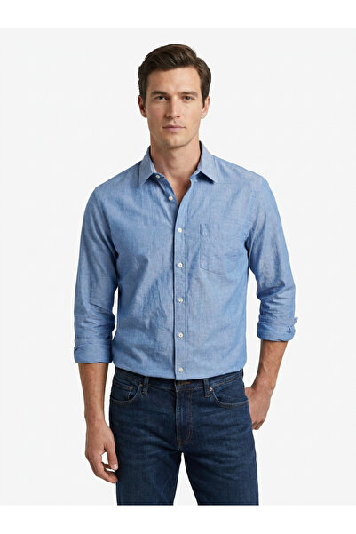 Finelook Men’s Slim-Fit Cotton Shirt – Long-Sleeve Button-Down Casual Shirt