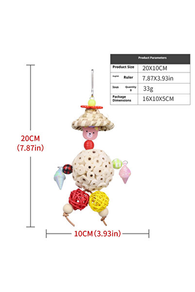 Choice8 A5 Bird Toy Straw Hat Rattan Ball Colorful Paper Fruit Gnawing Chewin...