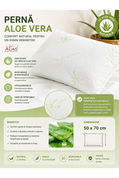ALAS Pernă Aloe Vera 50x70 cm