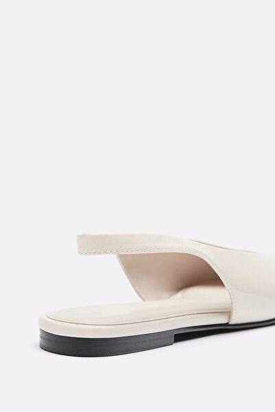 Stradivarius Peep toe suni deri arkası açık babet