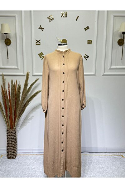 ModaMinar Women's New Season Hakim Collar Ayrobin Fabric Dress