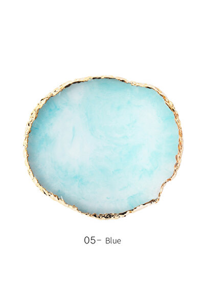 Choice6 5.Blue 1PC Round Resin Agate Stone Nail Art Palette False Nail Tips M...