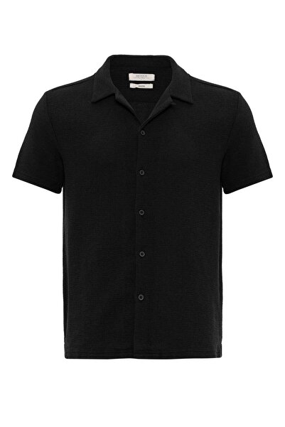 S13 Store Apaş Yaka Örme Dokulu Erkek Gömlek