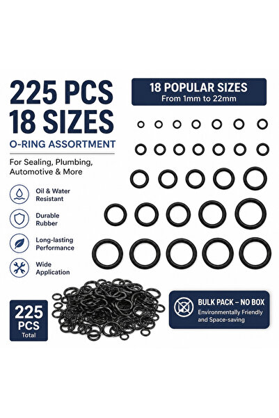 Choice 225pcs O Ring Set Gaskets 18 Size Nitrile Round Gasket Seal Elastic Oi...