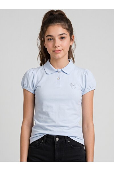 NR NarRengi Tricou din bumbac cu mânecă scurtă, cu guler polo, pentru fete, a...