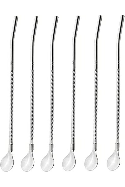 ARTC 6Pcs Stainless Steel Straw Reusable Drinking Spoon Straw For Home Party ...