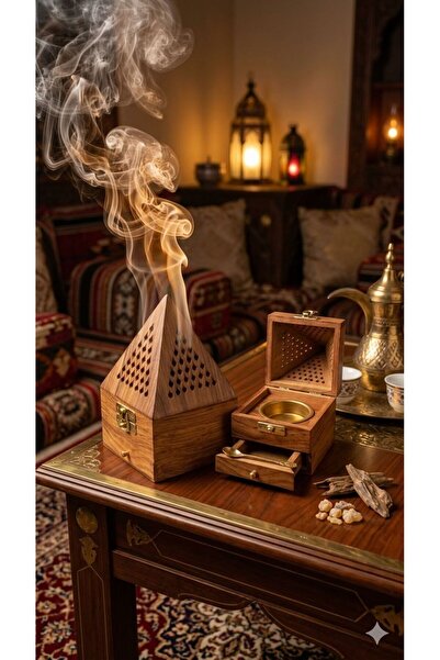 ALRASHED Büyük Boy Geleneksel Ahşap Tütsülük – Oymalı Dekoratif Şık Buhurdanlık