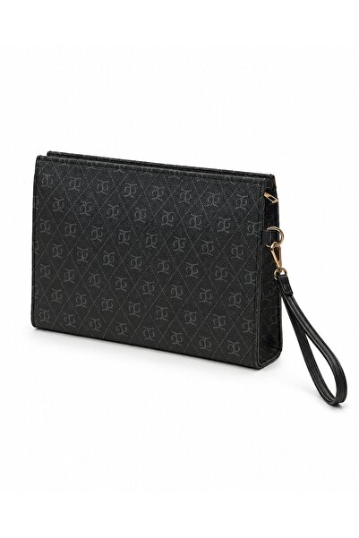 Timburly Kadın Monogram Baskılı Clutch El Çantası Şık ve Günlük Kullanım Portföy Çanta