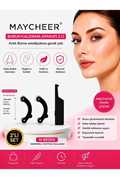 Maycheer M beden 2'li Burun kaldırma aparatı burun şekillendirici ameliyatsız...