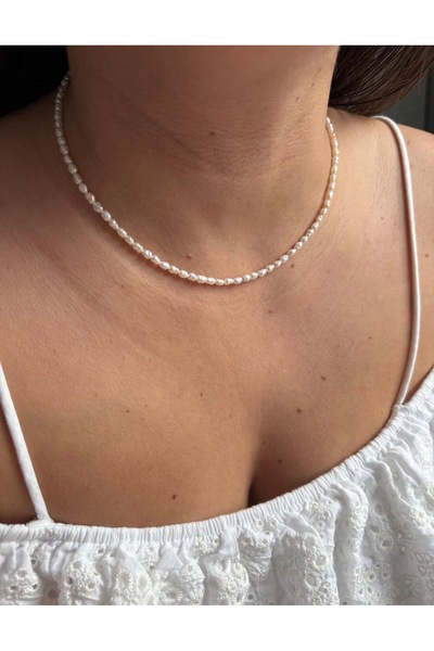 Taşmir 2-3 mm Sertifikalı Gerçek Tatlı Su Arpa İnci Kolye