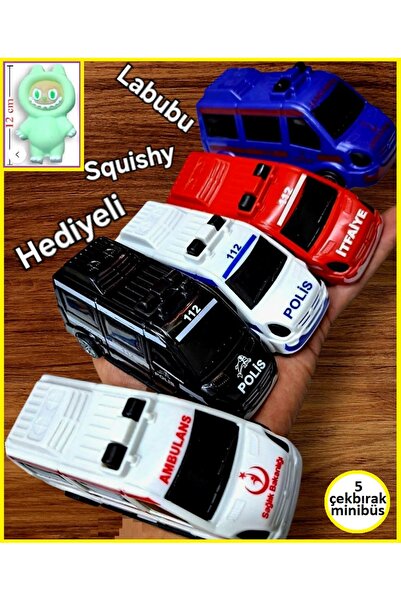 OYUNCAKSAHİLİ Minibüs 5li Çekbırak Labub Squishy 1Adet Sukuşi Hediye 112 Acil...