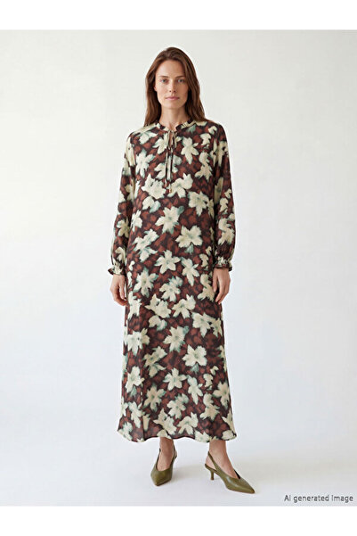 LC Waikiki Rmz Gi̇yi̇m Farkiyla Tie-Down Collar A-Fit Poplin Dress