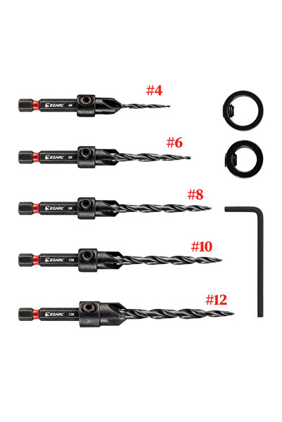 Choice Hexagonal black 8PCS Tapered Drill Bits HSS Countersinker Set for Wood...