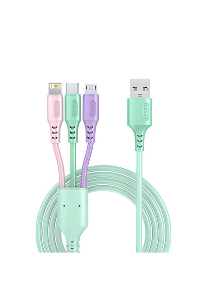 Choice كابل شحن سريع 3 في 1 باللون الأخضر، سلك شحن عالمي من نوع C ومايكرو USB...