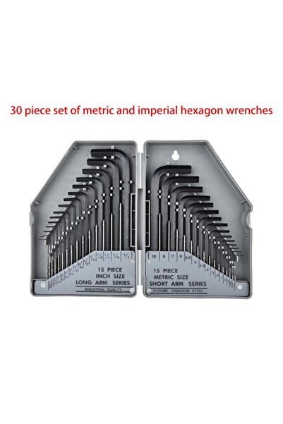 Choice A 【Wn】 CCA83-30Pcs Hex Key Allen Wrench Set SAE Metric S2 Tool Steel H...