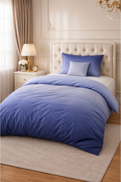 Sendia 1 person bed linen 140x200 cm, degradé Navy Blue model, 3 pieces, cott...