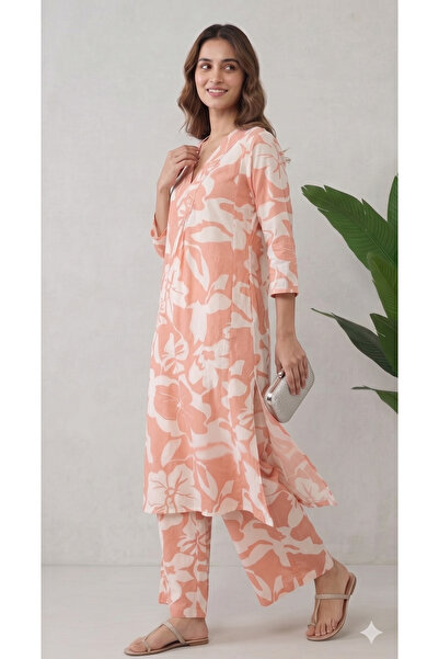 THUGFIT Peach Floral Cotton Coord Set