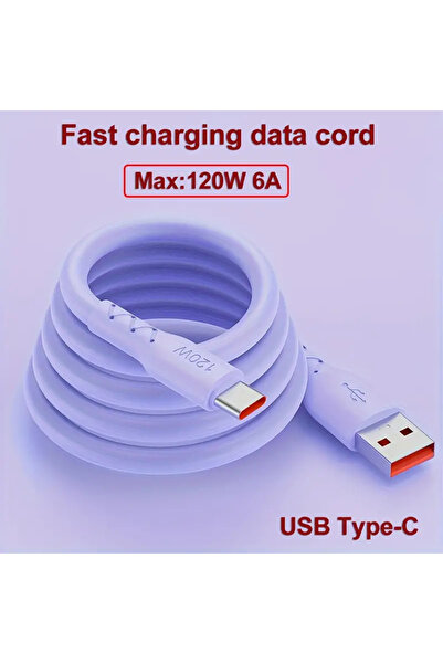 Choice8 كابل شحن وبيانات USB نوع C سريع بطول 1 متر، أرجواني اللون، بقوة 120 و...