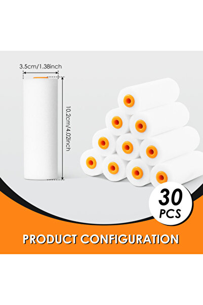 Choice 4 inch 30pcs 30PCS Paint Roller Brush White Durable Foam Paint Roller ...