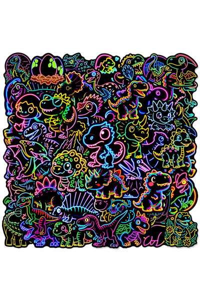 choice2 50PCS 10/30/50pcs Funny Creative Dinosaur Stickers Cute Neon Style Gr...