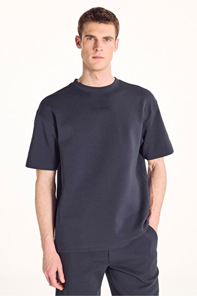 Ted Baker Lacivert Md Bisiklet Yaka Kısa Kollu Tdb Baskı Tshirt