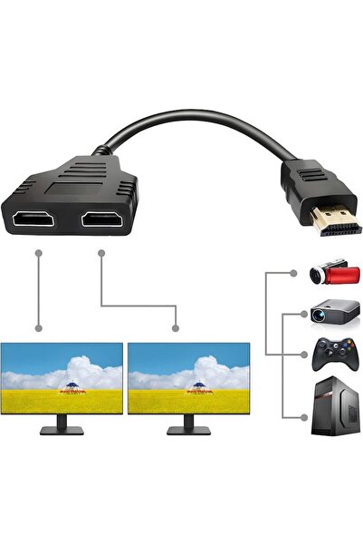 Choice محول HDMI مزدوج المنفذ 1 إلى 2، كابل ذكر إلى أنثى، بدقة HD 1080P، لأجه...