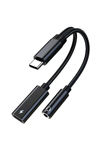 Choice محول صوت USB-C أسود مزدوج الوظائف 0.05 مع خاصية تحويل USB-C إلى مقبس ص...