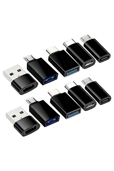 Choice1 مجموعة محولات USB إلى USB-C سوداء من 10 قطع، محول USB من النوع C أنثى...