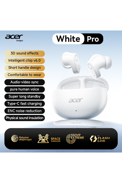Choice سماعات أذن لاسلكية بيضاء من Acer OHR627 TWS بتقنية البلوتوث 5.3 مع خاص...