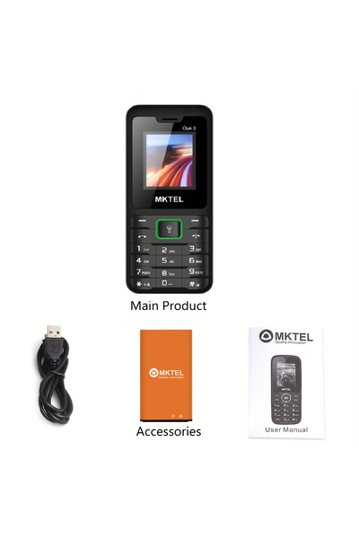 Choice هاتف MKTEL OYE 3 الأخضر بشريحتين، لوحة مفاتيح كبيرة، بطارية 1800 مللي ...