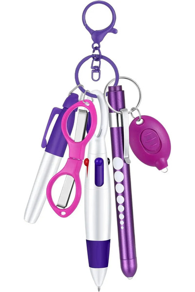 Choice3 Purple 6in1 Multifunction Retractable Ball Pen Set Flashlight Foldabl...