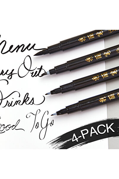 Choice 4pcs 4pcs Hand Lettering Pens Set, Refillable Brush Markers, 4 Sizes f...