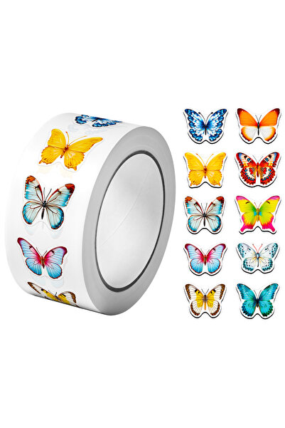 Choice KO003 1Roll(500Pcs) Colorful Butterfly Stickers 2.5cm/1.0'' 10 Designs...