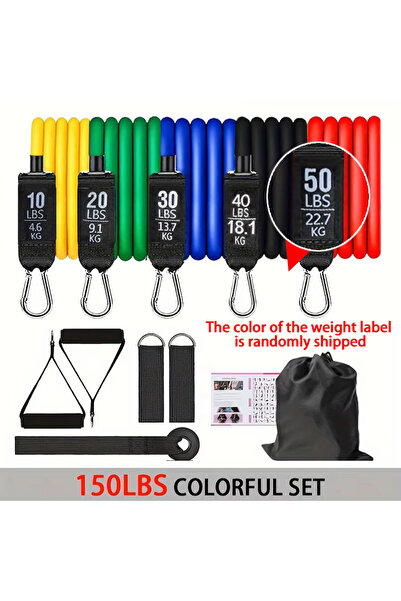 Choice 5Color-150LBS 11 Piece Elastic Rope Set, Fitness Tension Belt, Portabl...