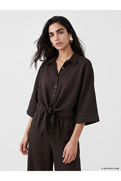 LC Waikiki Nevavm Crop Linen Blend Women's Shirt with a Difference