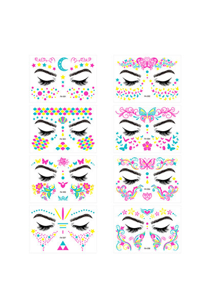 Choice1 Fluorescence Yellow 8pc/Set Butterfly Tattoo Sticker Party Nightclub ...