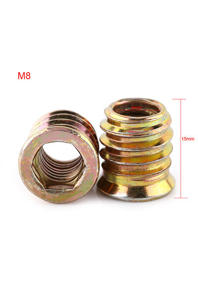 Choice4 M8x15mm 20pcs Carbon Steel Hex Socket Drive Insert Nuts Threaded For ...