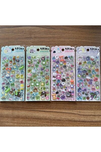 Choice 4Sheets 4Pcs Kawaii Transparent Animal Pop Stickers Glittery Decorativ...