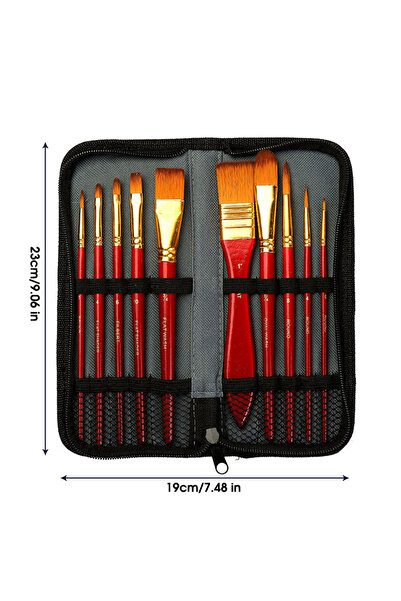 choice2 Red 10Pcs/Set Nylon Hair Wooden Handle Watercolor Paint Brush Pen Set...