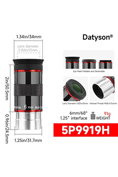 Choice3 6mm Datyson 1.25-inch 68° 6-9-15-20mm Wide-Angle Eyepiece Series - 4 ...
