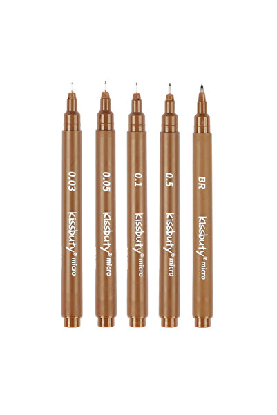Choice11 Brown-5Pcs mix Pigma Micron Fineliner Pens Archival Black Ink Pens,C...