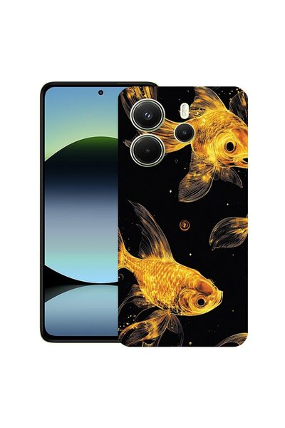 bestcase ¬Æ Husa pentru Xiaomi Redmi Note 14, Gold Fishes, Slim Silicon 0.8MM...