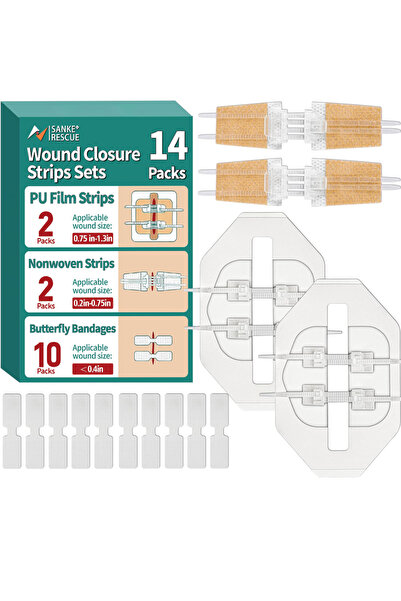Choice1 14 Packs Sanke Rescue 1/14/28 Pack Wound Closure Strips Zipper Bandag...