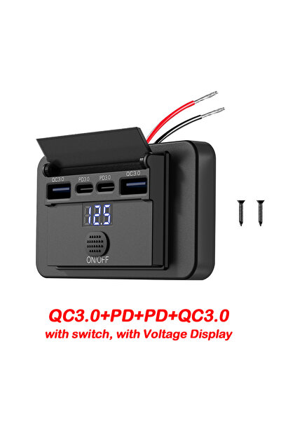 Choice3 F-2P2Q--Voltmeter 12V PD USB C Outlet Charger Adapter 18W QC3.0 USB A...