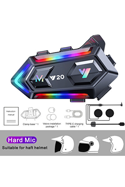 Choice1 سماعة رأس بلوتوث للدراجات النارية Y20 RGB مع ميكروفون قوي، إصدار V5.3...